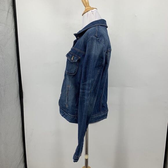 J. Crew Jacket Women M Medium Denim Trucker Long Sleeve Flap Pockets Jean - Picture 5 of 11